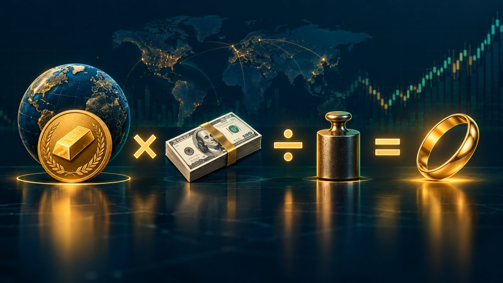 فرمول قیمت طلای ۱۸ عیار از اونس جهانی و قیمت دلار